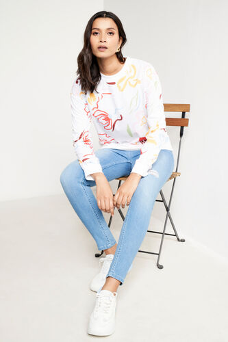 White Floral Jumper, White, image 5
